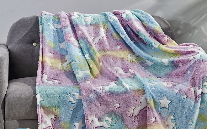 Noble House Unicorn Ombre Glow in the Dark Throw