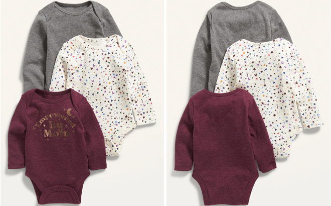 Old Navy Baby Unisex Grow With Me Long Sleeve Bodysuit 3 Pack
