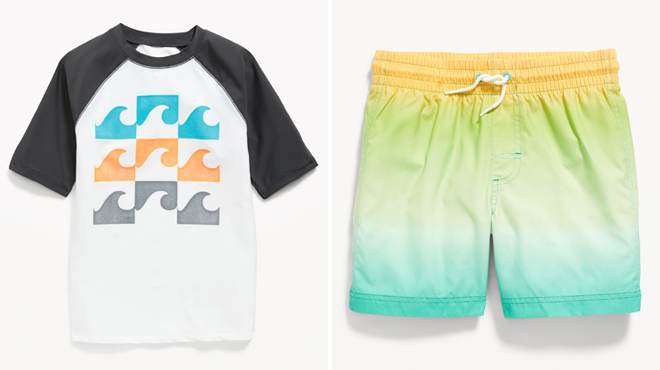 Old Navy Boys Rashguard Swim Top and Swim Trunks Old Navy Boys Rashguard Swim Top and Swim Trunks
