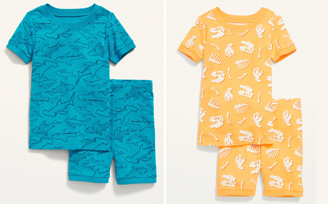 Old Navy Toddler Baby Blue Shark Dinosaur Fossils Printed 2 Piece Pajama Sets