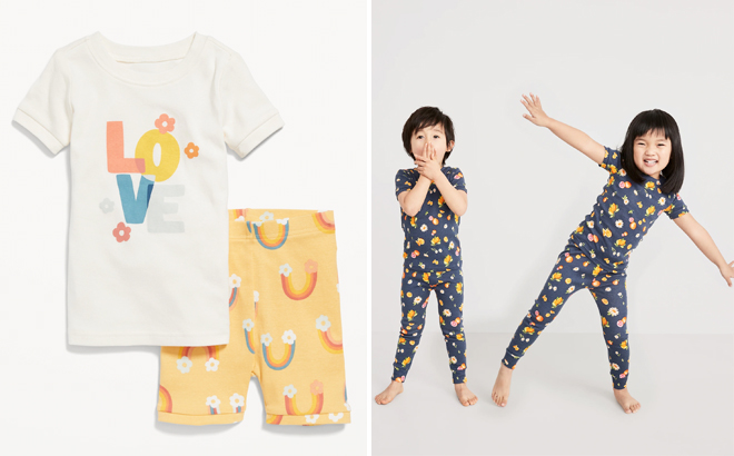 Old Navy Toddler Baby Rainbow Juicy Tropics Printed 2 Piece Pajama Sets