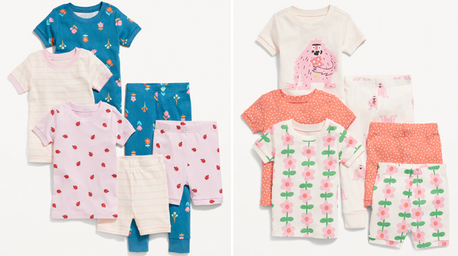 Old Navy Toddler Baby Unisex Snug Fit 6 Piece Pajama Set