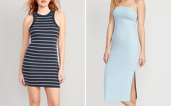 Old Navy Womens Striped And Midi Tube Dresses On Models