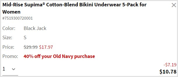 Old Navy Womens Undies checkout