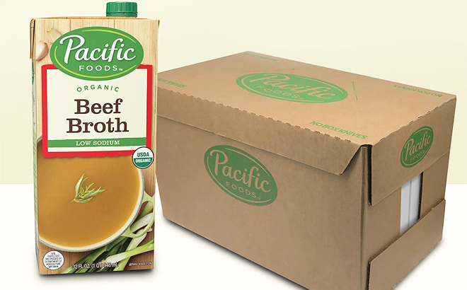 Pacific Foods Low Sodium Organic Beef Broth 12 Pack with Box
