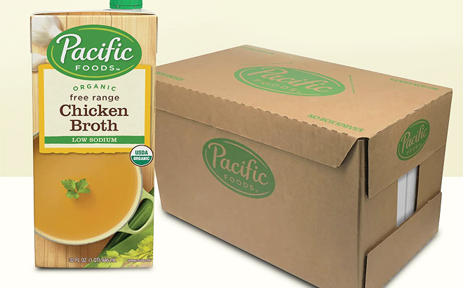 Pacific Foods Organic Free Range Chicken Broth 12 Pack with Box