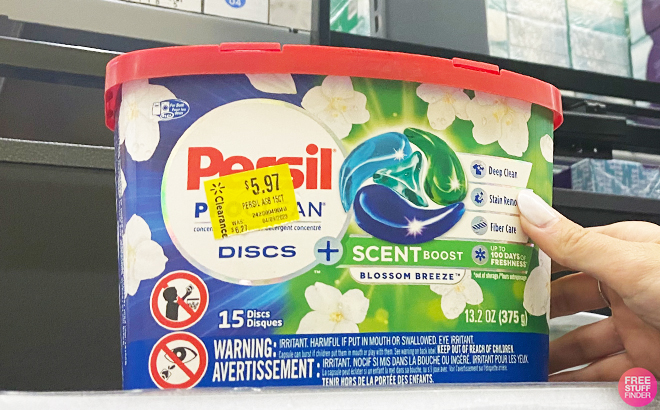Persil Discs Laundry Detergent Pacs 15 Count on a Shelf
