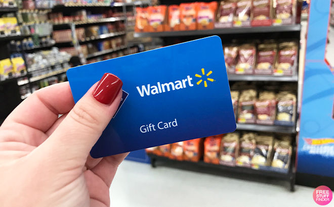 Person Holding Walmarts Gift Card
