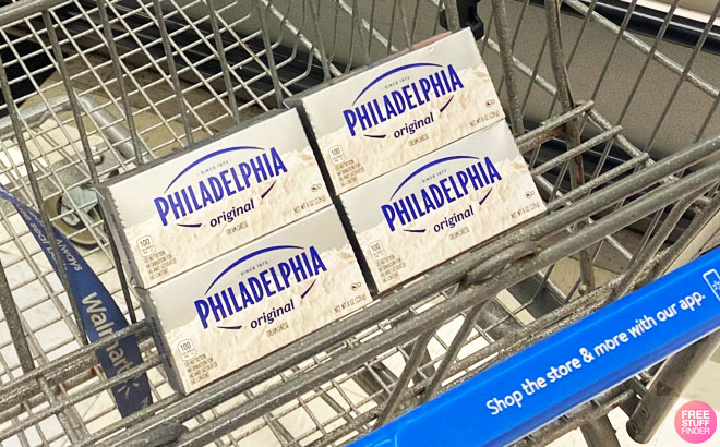Philadelphia Original Cream Cheese 8 Ounces Brick in a Walmart Cart