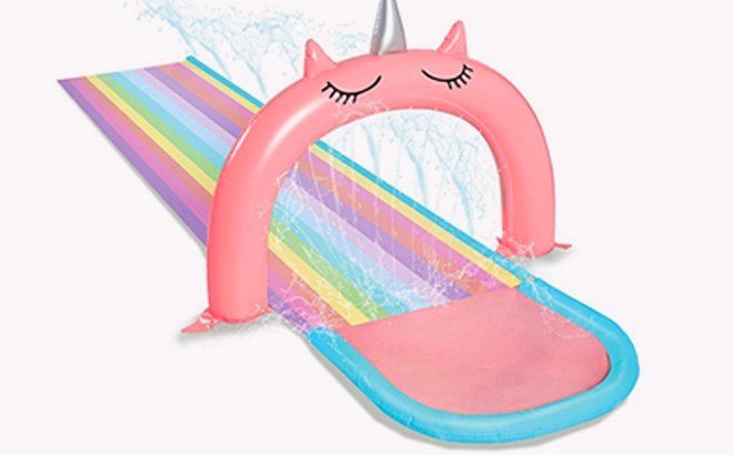 Pink Unicorn Slide Sprinkler