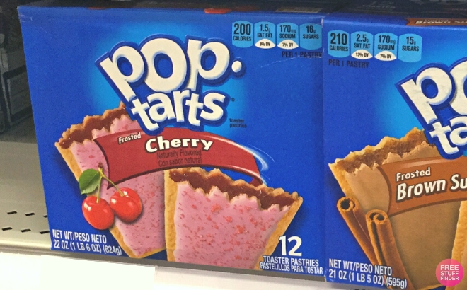 Pop Tarts Toaster Pastries 12 Count in Frosted Cherry Flavor on a Store Shelf