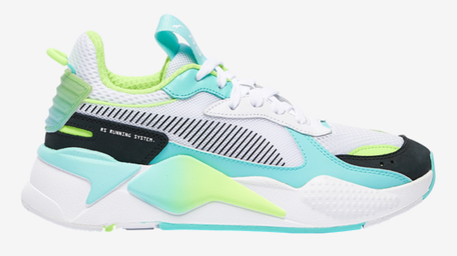 Puma RS X Womens Shoes in white black and green color
