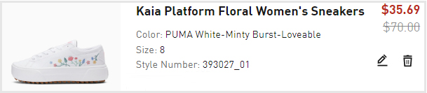 PumaWomens Kaia Floral Sneakers Checkout