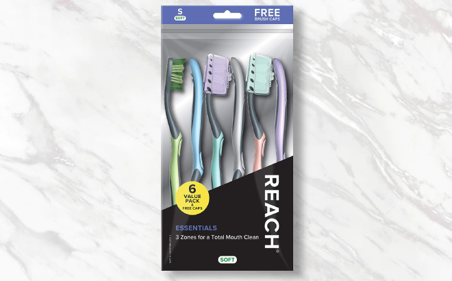Reach Essentials 6 Pack Toothbrush Soft Bristles