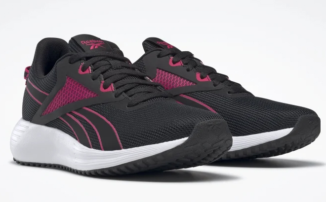 Reebok Lie Plus 3 Womens Running Shoes core black and pink colors