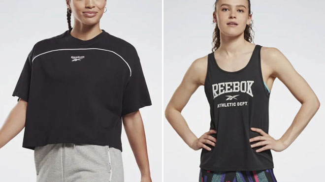 Reebok Womens Piping T Shirt and Reebok Womens Workout Ready Tank Top