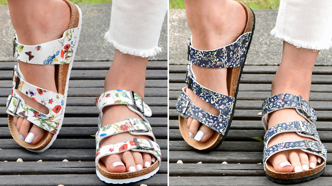 Rosy Womens Floral Strappy Sandals