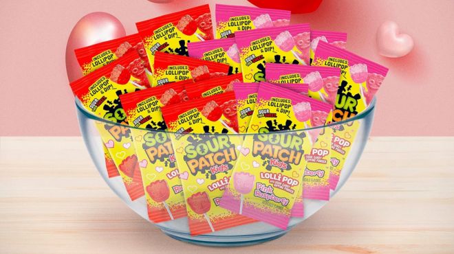 SOUR PATCH KIDS Lollipop with Sour Candy Dipping Powder Valentines Day Candy 20 Lollipops