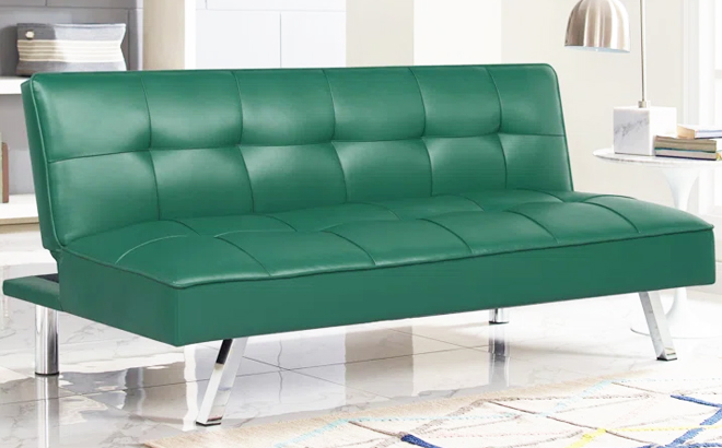 Serta Marilyn 66 1 Inch Faux Leather Armless Tufted Convertible Sleeper Futon Sofa
