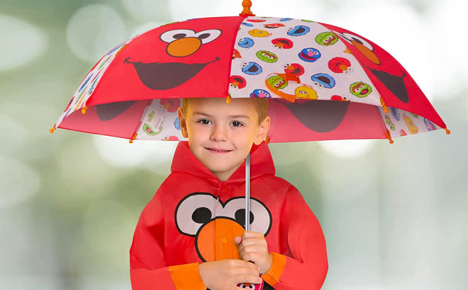 Sesame Street Umbrella and Rain Coat Set for Kids