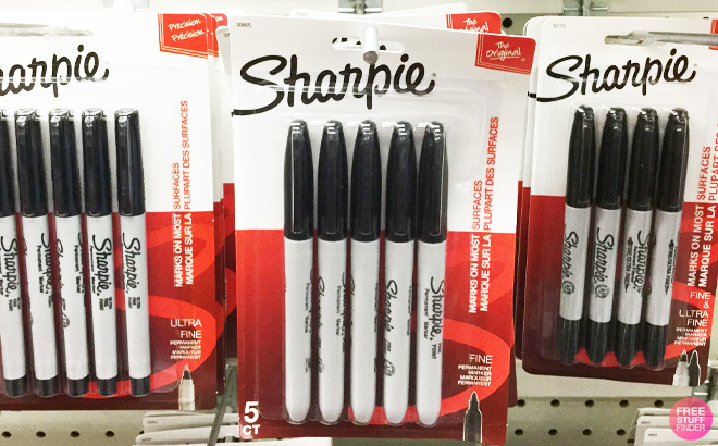 Sharpie Permanent Black Markers 5 Pack