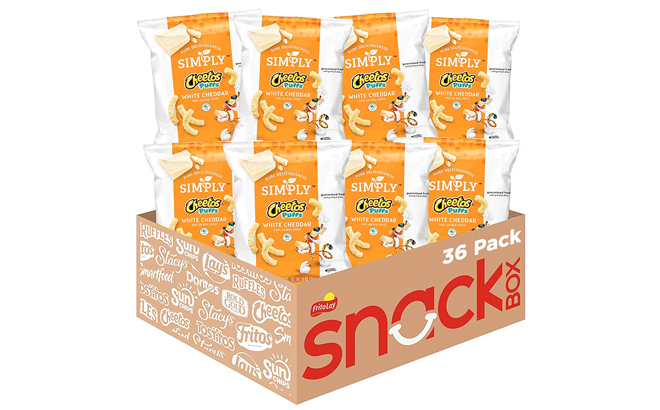 Simply Cheetos Puffs White Cheddar Cheese Flavored Snacks 0 875 Ounce Pack of 36