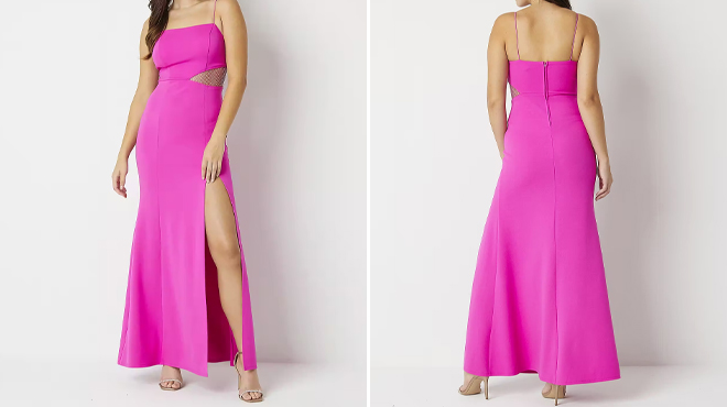 Speechless Juniors Sleeveless Bodycon Dress in hot pink color