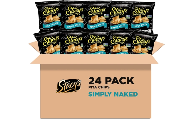 Stacys Simply Naked Pita Chips Simply Naked 24 Count in a Box on a White Background
