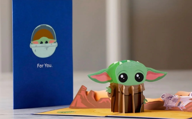 Star Wars The Mandalorian The Child LovePop Pop Up Card on a Table