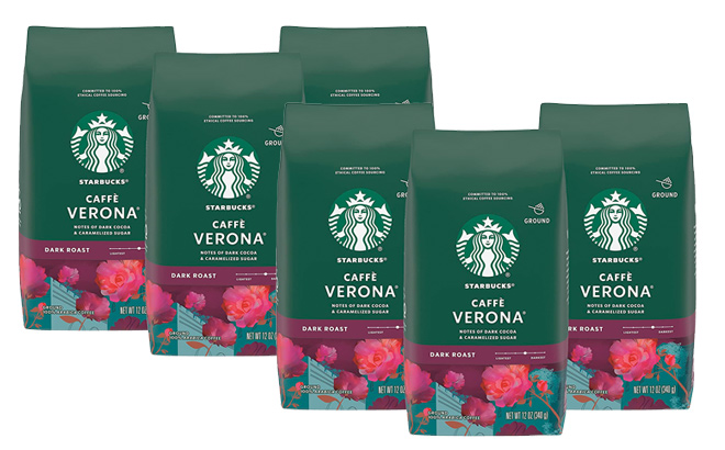 Starbucks Caffè Verona Dark Roast Whole Bean Coffee 12 Ounce Bag Pack of 6