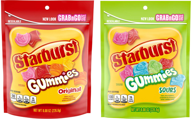 Starburst Original and Sour Gummies 8 oz Starburst Original and Sour Gummies 8 oz