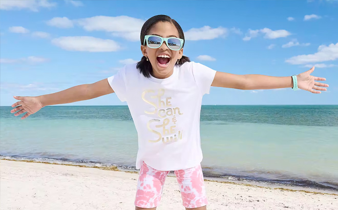 Thereabouts Little Big Girls Round Neck Short Sleeve Graphic T Shirt Thereabouts Little Big Girls Round Neck Short Sleeve Graphic T Shirt