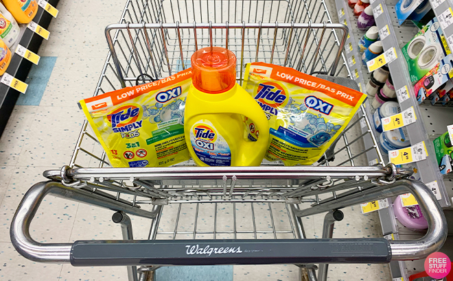 Tide Simply Laundry Care on a Cart