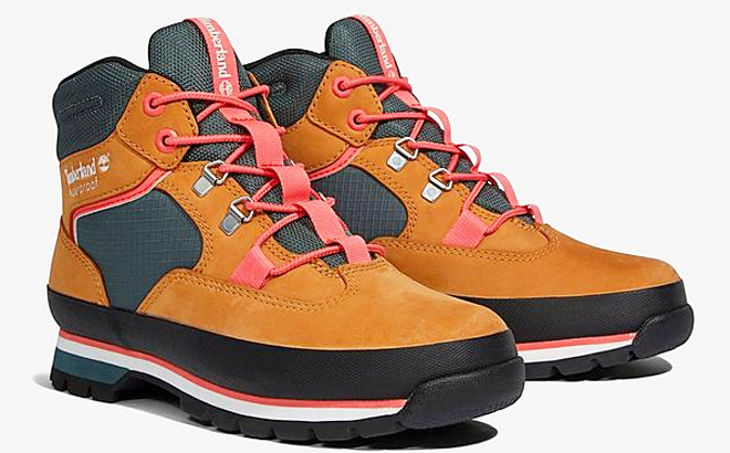 Timberland Womens Euro Hiker Reimagined Leather Hiking Boots on a Gray Background