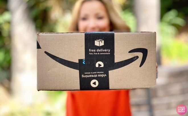 Tina holding the Box from Amazon