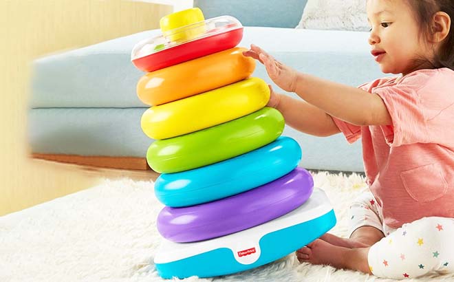 Toddler Playing Fisher Price Giant Rock A Stack