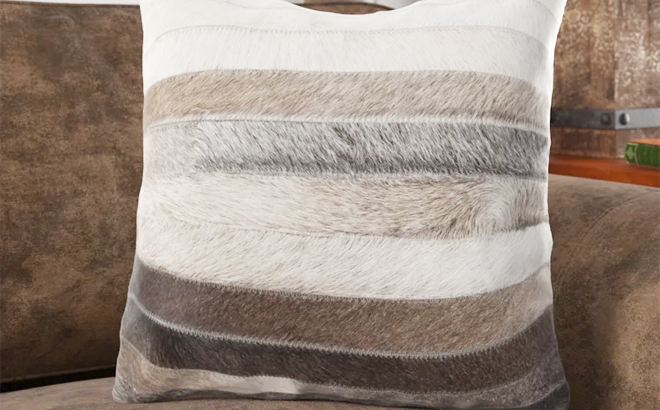 Topher Striped Cowhide Throw Pillow
