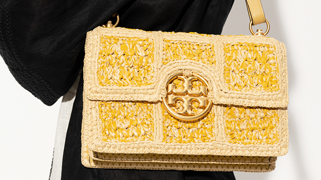 Tory Burch Mini Miller Raffia Shoulder Bag