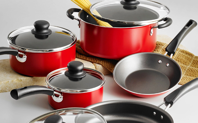 Tramontina 9 Piece Non Stick Cookware Set in Red