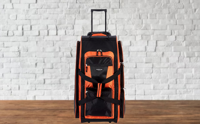 Travelers Club Upright 30 Inch Bright Orange Rolling Duffel Bag