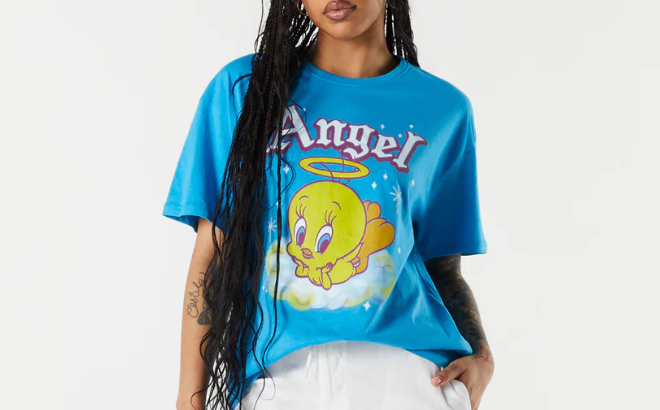 Tweety Angel Graphic Boyfriend T Shirt