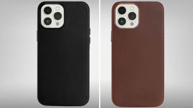 Two Different Colors of Platinum Horween Leather Case for iPhone 13 Pro Max and iPhone 12 Pro Max