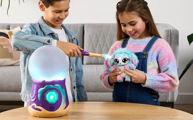 Two Kids Playing with the Magic Mixies S2 Blue Crystal Ball