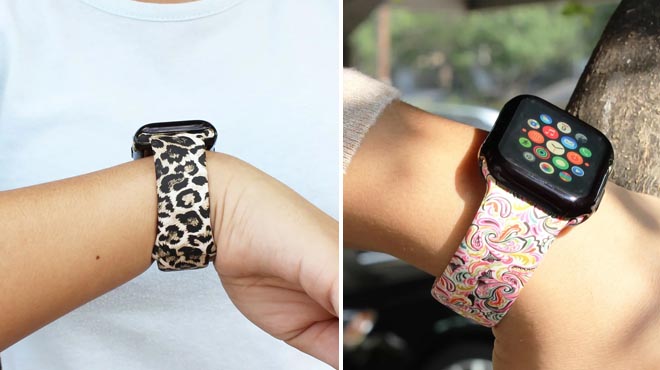 Two Person Wearing an Apple Watch with Printed Silicone Watch Bands
