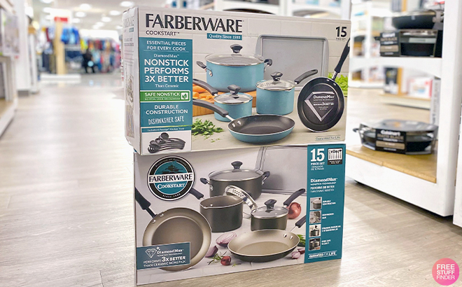 Two boxes of Farberware 15 Piece Cookware Set