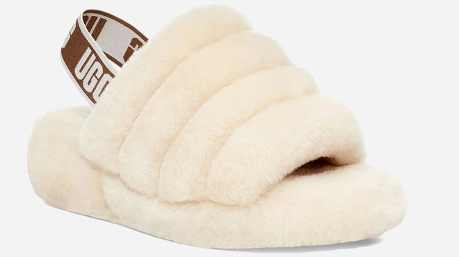 UGG Fluff Yeah Womens Shearling Slingback Slippers in Natural Color