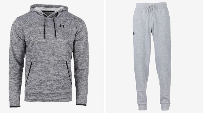 Under Armour Mens Hoodie Joggers Bundle on a Gray Background