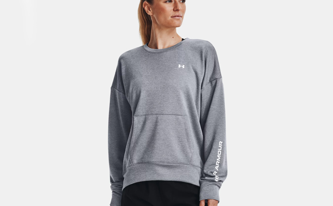 Under Armour Womens Shoreline Terry Crew with Woman Under Armour Womens Shoreline Terry Crew with Woman