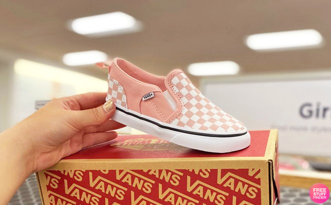 VANS V Kids Pink Checkered Shoes