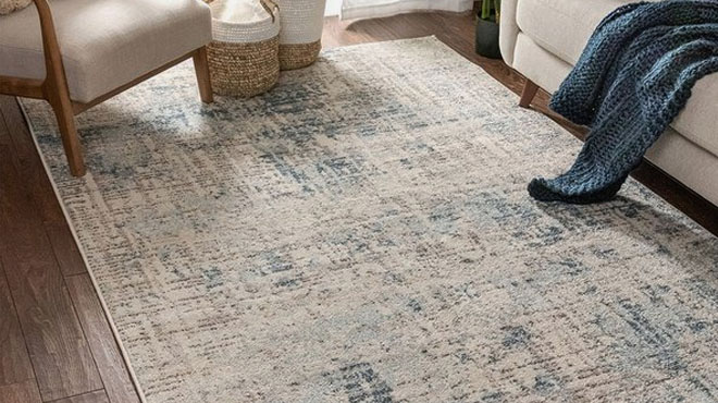 Well Woven Abstract Rug in Ivory and Blue Tate